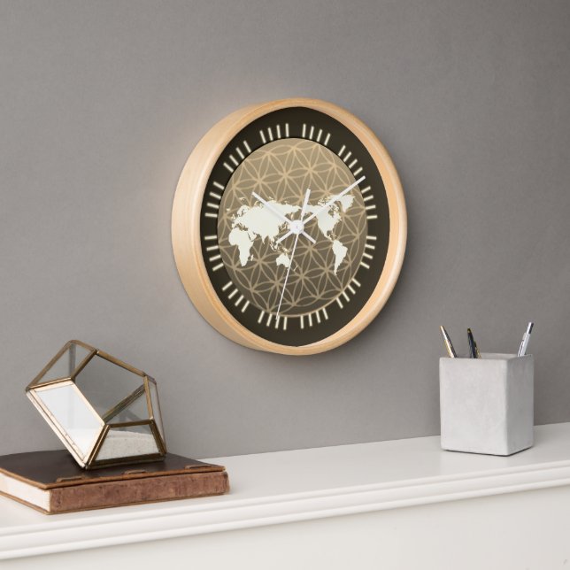 Reloj del mapa mundial de Boho (Oficina)