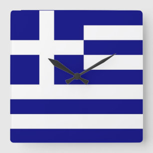Reloj del muro con bandera de Grecia