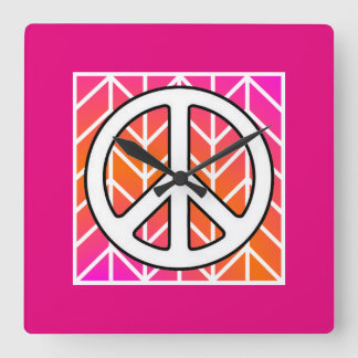 Reloj del muro de paz rosa