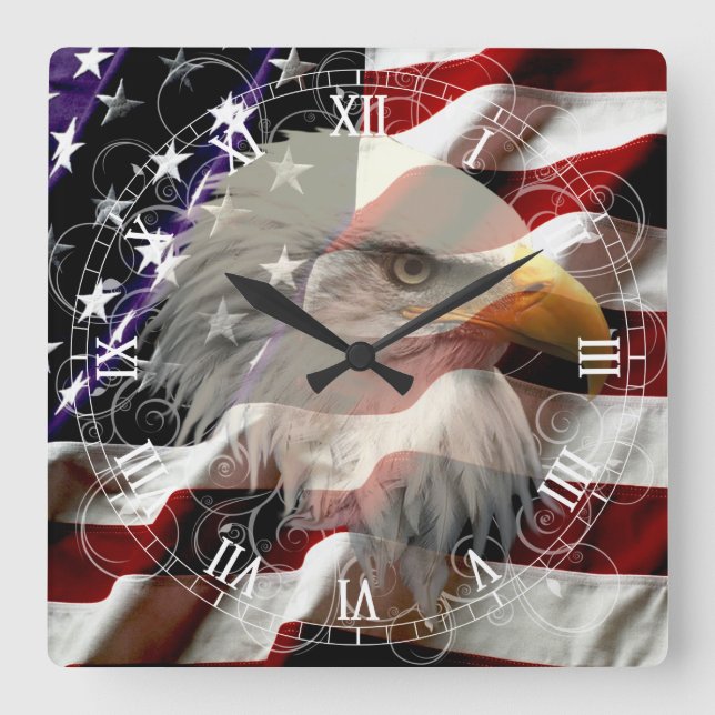 Reloj del número romano de la bandera de American (Anverso)