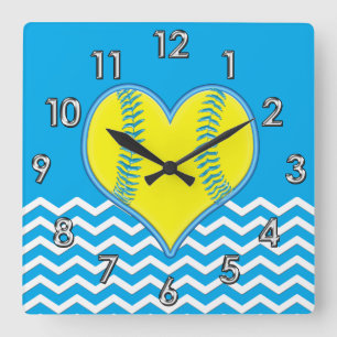 Reloj del softball de la forma del corazón de la