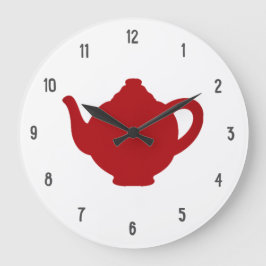 Reloj del té, tetera roja moderna