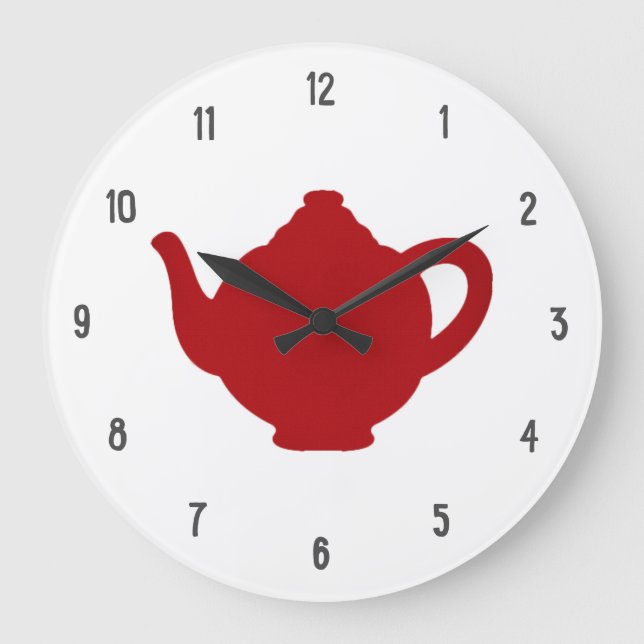 Reloj del té, tetera roja moderna (Anverso)