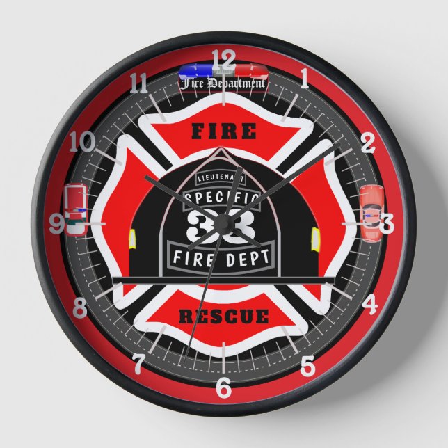 Reloj Departamento de Bomberos Personalizado Casco de la (Anverso)