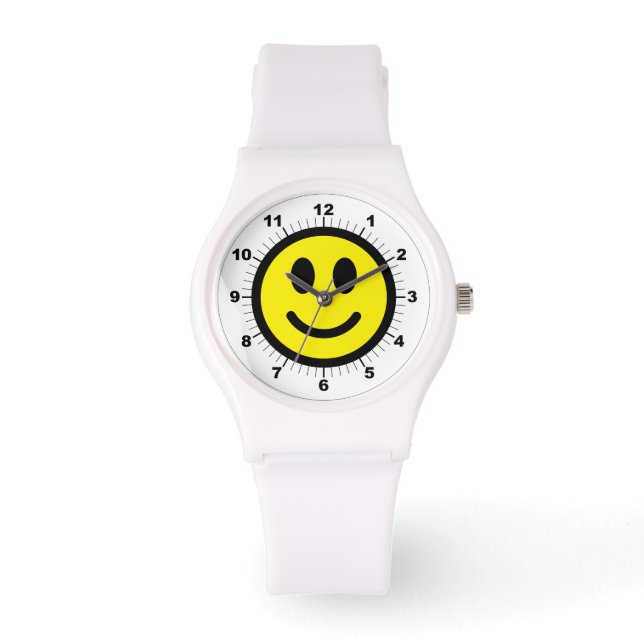 Reloj deportivo blanco de silicio de cara feliz de (Anverso)