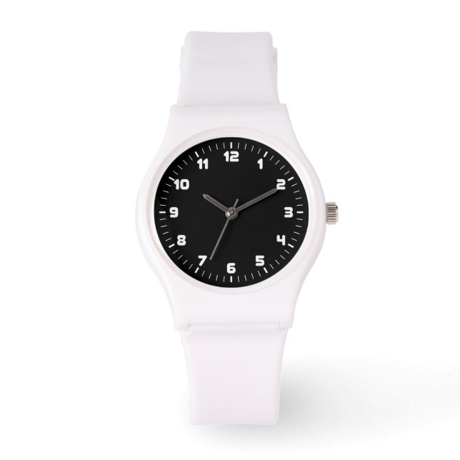 Reloj deportivo blanco y negro (Anverso)