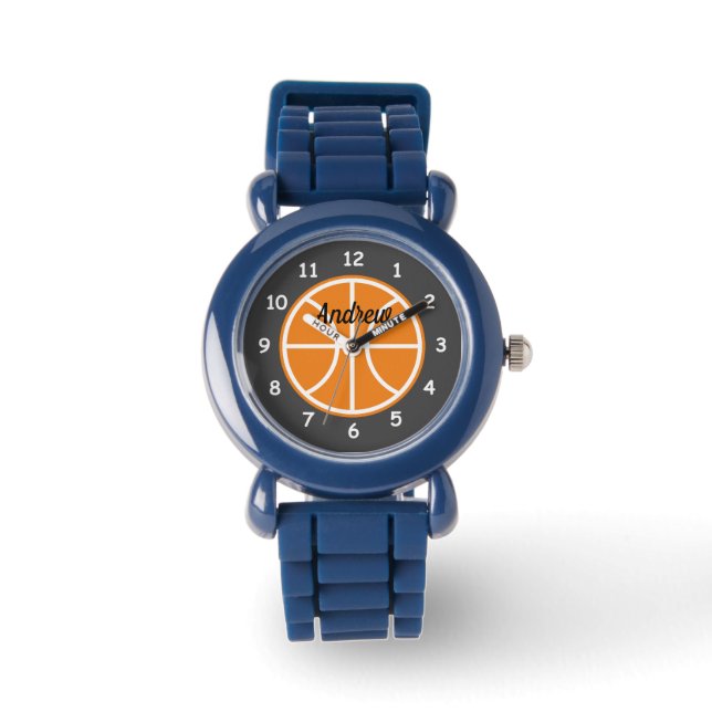 Reloj deportivo de baloncesto infantil con nombre  (Anverso)