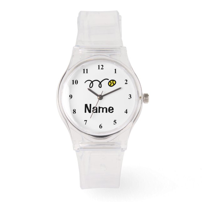 Reloj deportivo de tenis con nombre personalizado (Anverso)