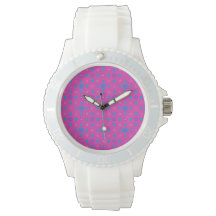 Reloj deportivo rosa: Magenta: puntos azules brill