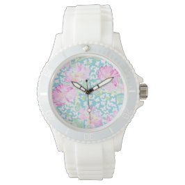 Reloj deportivo rosado: rosas rosadas, mariposas b