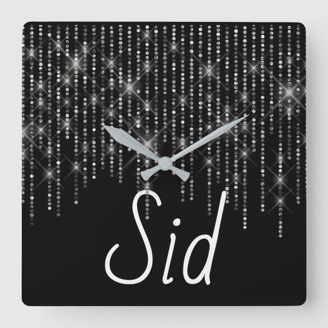Reloj Diamante de imitación con reloj de pared cua (Anverso)