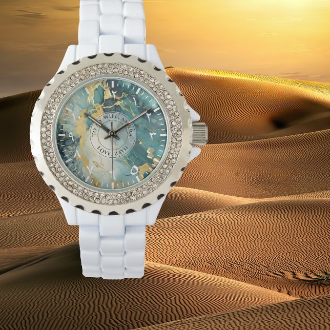 Reloj Diamante de imitación de mármol verde azulad (Subido por el creador)
