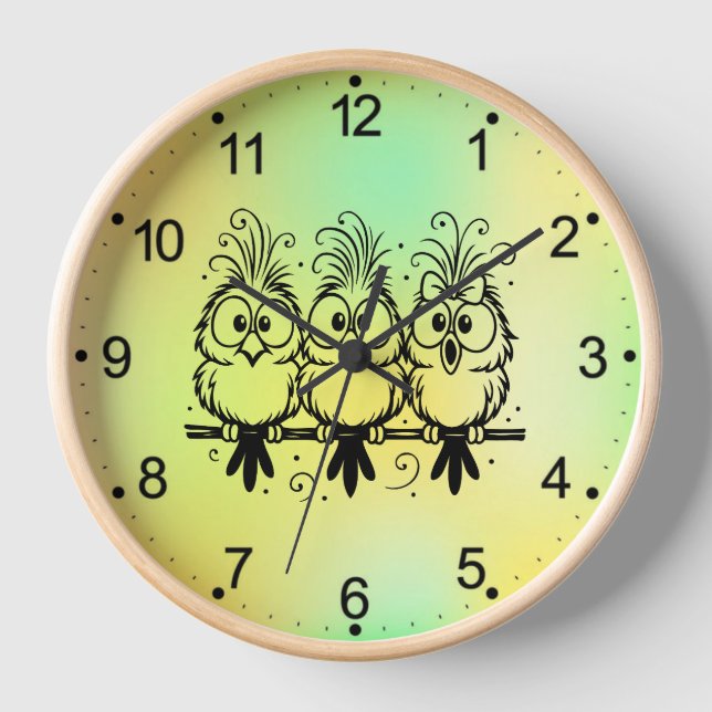 Reloj Dibujo Animado de Pájaros Divertidos-56456 (Anverso)