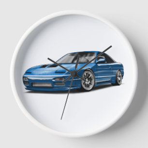 Reloj dibujo de coche azul 240sx