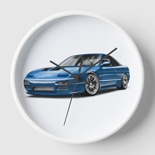 Reloj dibujo de coche azul 240sx (Anverso)