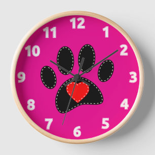 Reloj Dibujo de mamá de perro rosa caliente