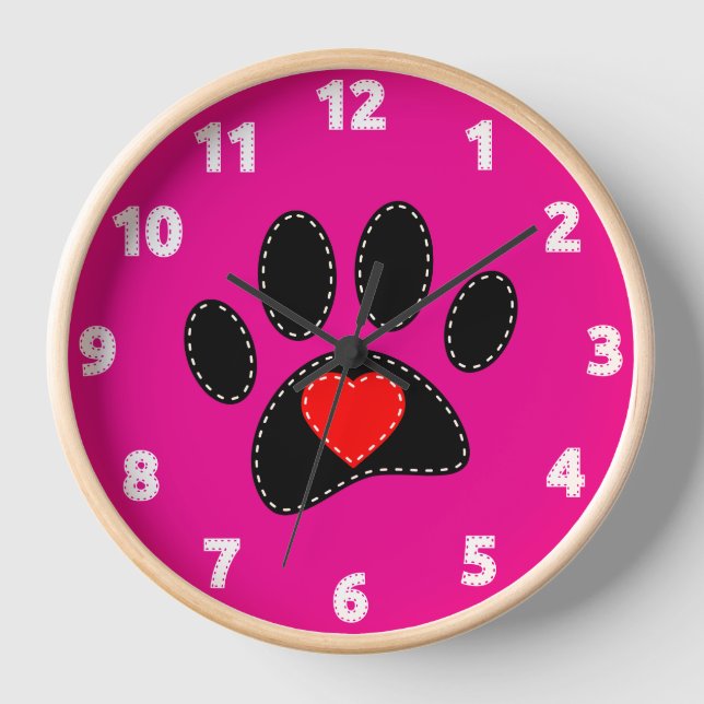 Reloj Dibujo de mamá de perro rosa caliente (Anverso)