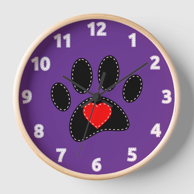 Reloj Dibujo de Mamá Perro Morado (Anverso)