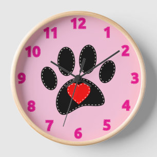 Reloj Dibujo de Mamá Perro Rosa