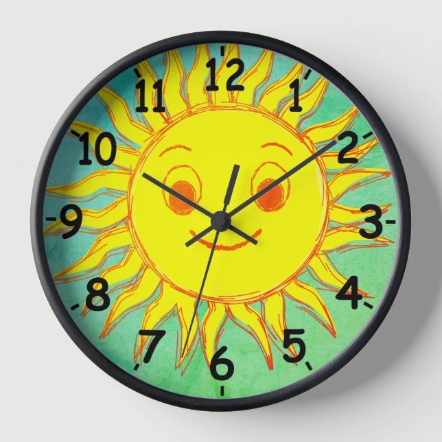 Reloj Dibujo del esbozo de la cara feliz de sol (Anverso)