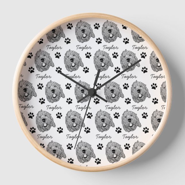 Reloj Dibujo personalizado del perro personalizado Golde (Anverso)