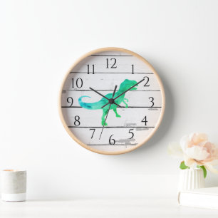 Reloj Dinosaurio Trex Decora Shiplap Rústico