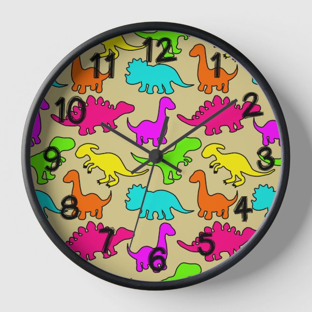 Reloj Dinosaurios coloridos (Anverso)