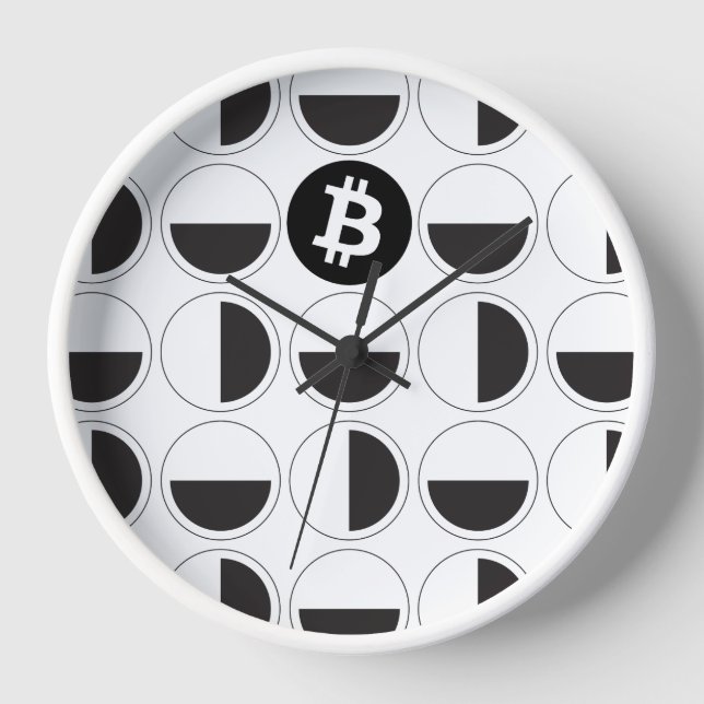 Reloj Diseñador de bitcoin en blanco y negro (Anverso)