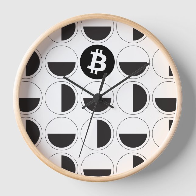 Reloj Diseñador de bitcoin en blanco y negro (Anverso)