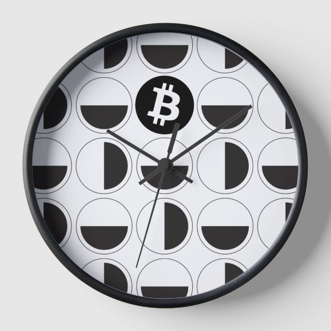 Reloj Diseñador de bitcoin en blanco y negro (Anverso)