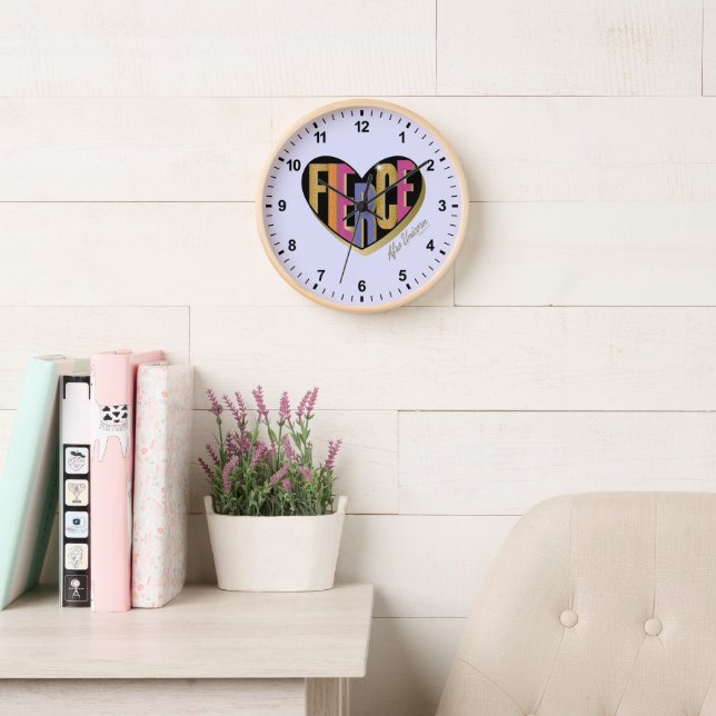 Reloj Diseño afro unicornio de corazón feroz (Sala de lectura)