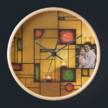 Reloj Diseño Art Deco Multicolor One-Photo Clock<br><div class="desc">Diseño Art Deco Multicolor One-Photo Boda Keepsake Clock</div>