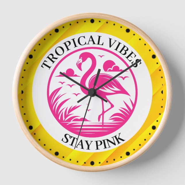 Reloj Diseño de círculo de verano de flamenco rosa-68730 (Anverso)