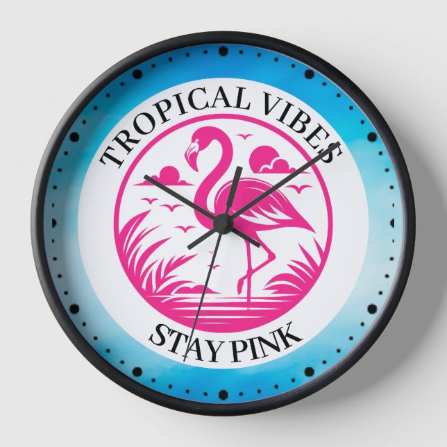 Reloj Diseño de círculo de verano de flamenco rosa-68730 (Anverso)