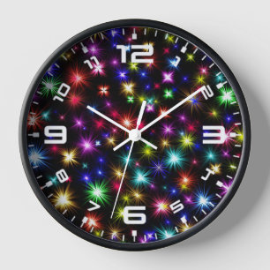 Reloj Diseño de fuegos artificiales de Estrellas Colorid
