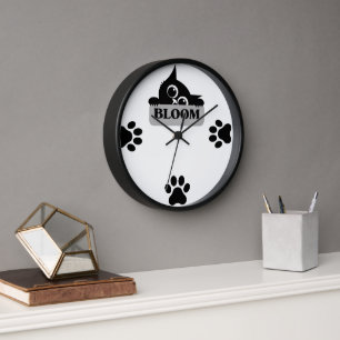 Reloj Diseño de gato floral Bloom Cute