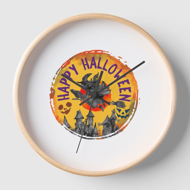 Reloj Diseño de Halloween Feliz Bruja de Halloween (Anverso)