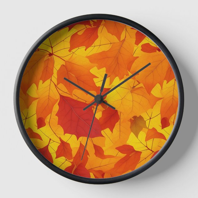 Reloj Diseño de hojas brillantes y soleadas de otoño (Anverso)