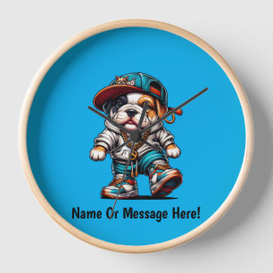 Reloj Diseño de perro de ropa urbana Cachorro Bulldog Ad