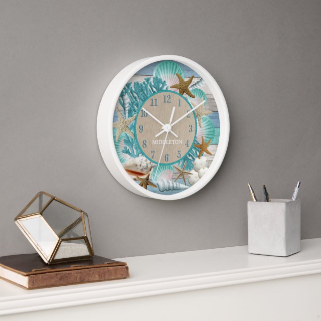 Reloj Diseño de playa tropical (Oficina)