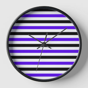Reloj Diseño de rayas azules negras y blancas
