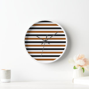Reloj Diseño de rayas marrones negras y blancas