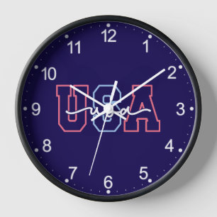 Reloj Diseño de texto USA 4 de julio-62118