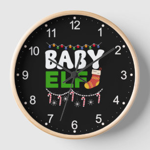 Reloj Diseño de vacaciones de Navidad de bebé elfo-84608