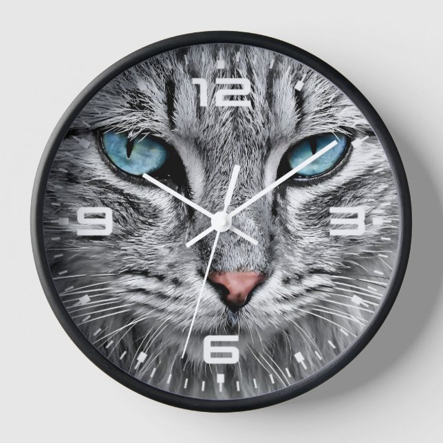 Reloj Diseño fractal de cara de gato-10682 (Anverso)
