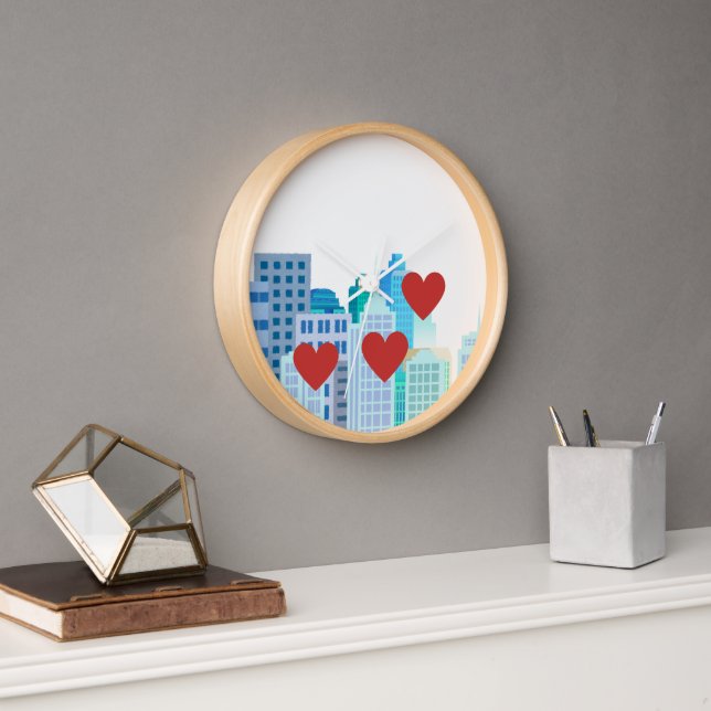 Reloj Diseño Personalizado de edificios de Ciudad Azul (Oficina)