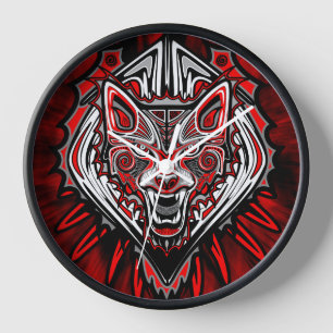 Reloj Diseño Totémico Tribal Haida de Lobo