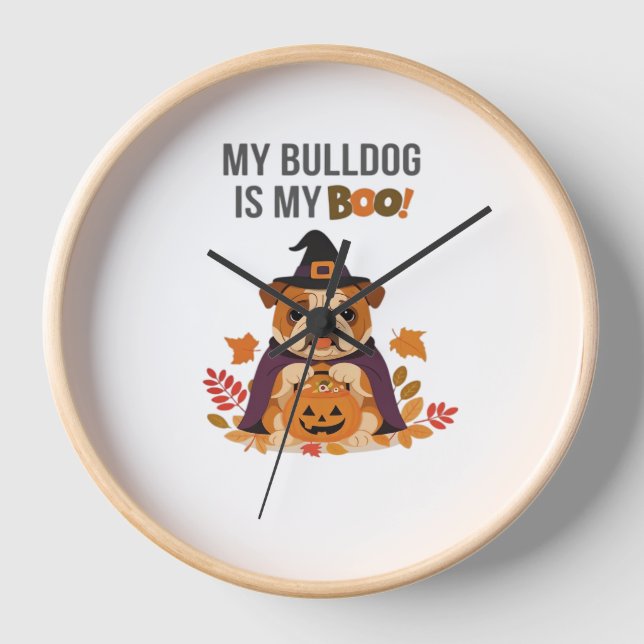 Reloj Disfraz de Halloween bulldog Mi Bulldog es mi novi (Anverso)