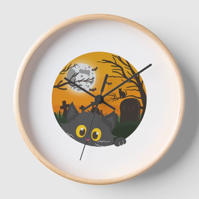 Reloj Disfraz de Halloween para gatos (Anverso)