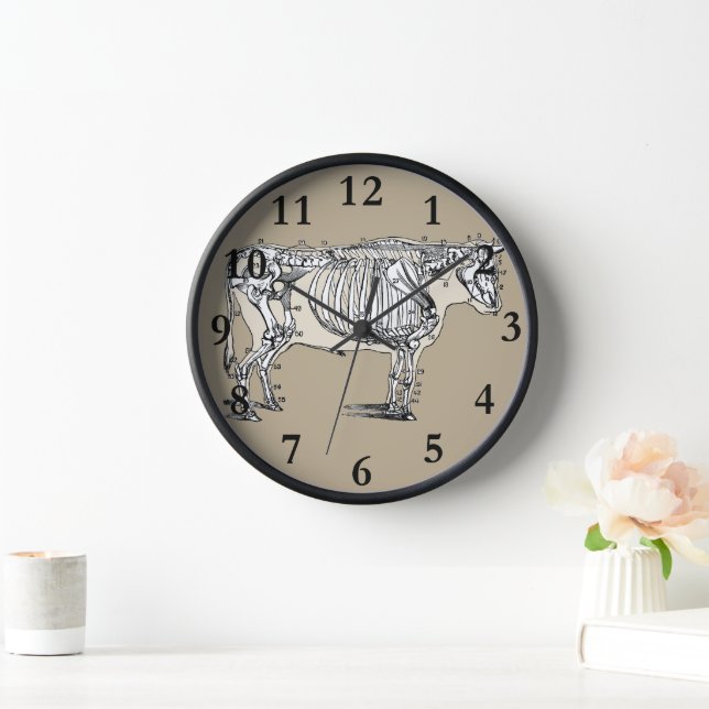 Reloj Diversión de los huesos del esqueleto de la vaca a (Hogar)